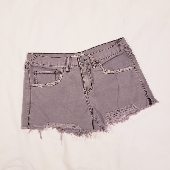 Free People Pants - Free People Gray Distressed Denim Shorts